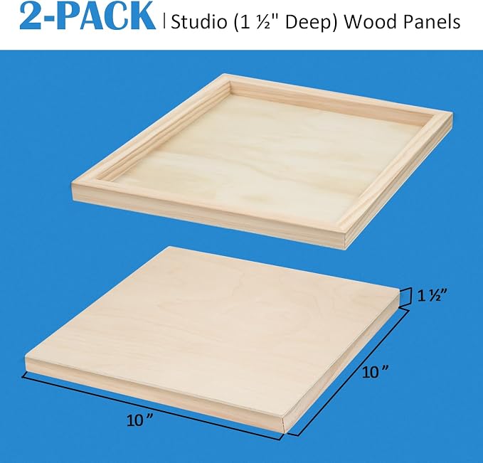Falling in Art 2 Pack 10x10'' Unfinished Gallery Birch Wood Canvas Panels | - Image 2