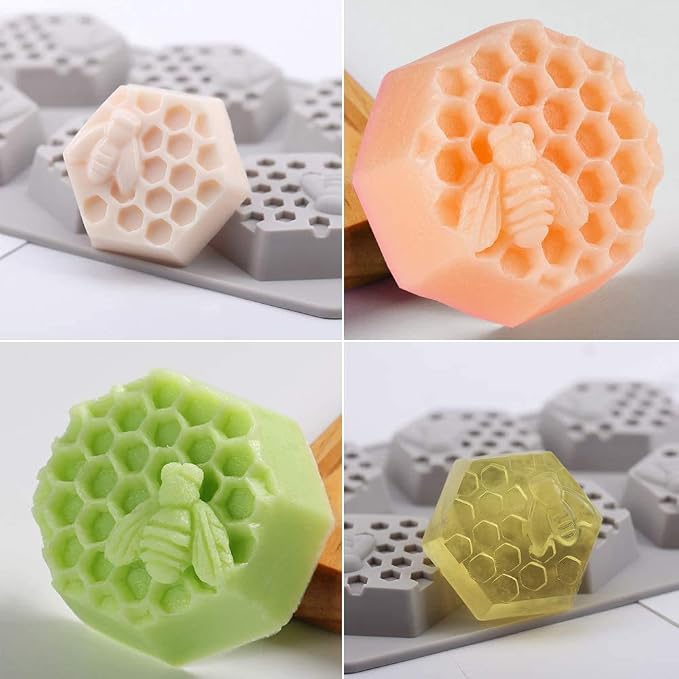 Sakolla 2 Pack Honeycomb Silicone Soap Molds, 6 Cavity Hexagon Bee Silicone - Image 4