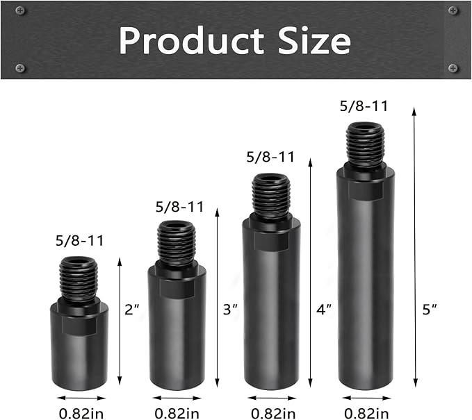 5/8"-11 Thread Angle Grinder Extension Kit,Available in 2 inch, 3 inch, 4 inch,5 inch Sizes Grinder Extension Shaft,for Car Polishing, Buffing & Wood Carving & DIY Projects