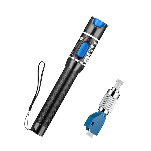 Moocci Visual Fault Locator - VFL Fiber Optic Cable Tester Meter Kit with FC Male to LC Female Adapter - Fiber Optic Tools Tester Detector for LC/FC/SC/ST, Network Cable Test