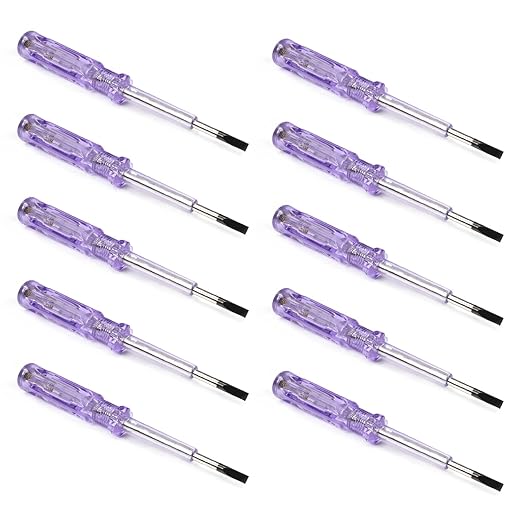 Fielect 10pcs Voltage Tester Voltage Detector Pen Circuit Tester Tool Steel Batch Slotted Test Pencil JRDB-168 AC/DC 100-500V Clear
