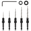 COMOWARE Countersink Drill Bits Set- 5Pcs M2 Counter Sink Bit for Wood High Speed Steel, 4#6#8#10#12, Woodworking Carpentry Reamer with 1 Free Hex Key Wrench