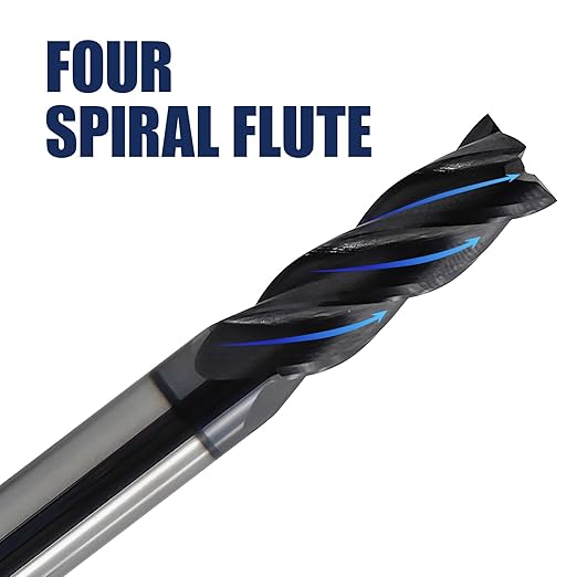 6 Pcs 1/4" Carbide Square End Mill, 4-Flute TIALN Coated CNC Mill Bits for Steel, Alloy Steels, Hardened Steel, End Mills for Precision Milling Tasks, DIYers & Professionals