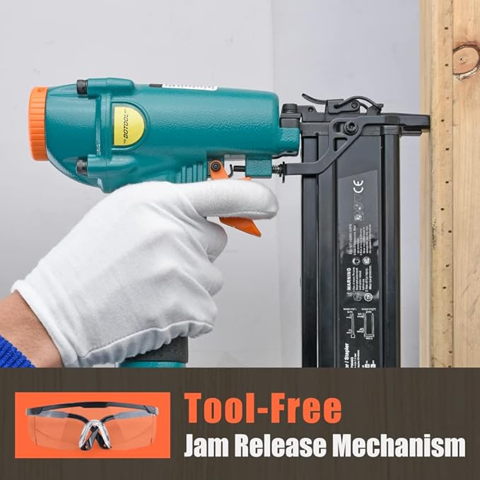 Pneumatic Brad Nailer - 18 Gauge 2-in-1 Nailer, 5/8'' to 2'' Brad Nails and 5/8'' to 1-5/8'' Crown Staples, Safety Glasses and 1000pcs Nails, for Carpentry, DIY, Woodworking