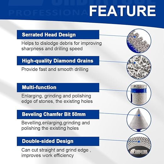 SHDIATOOL Diamond Drill Bits Kit - Core Bits Hole Saw Sets,Mould Guide for Drilling Porcelain Tile Marble Ceramic Granite with Hollow EVA Guide Jig 13pcs(6/8/10/20/28/32/35/45/65/25MM/2in+4.5in+6mm)