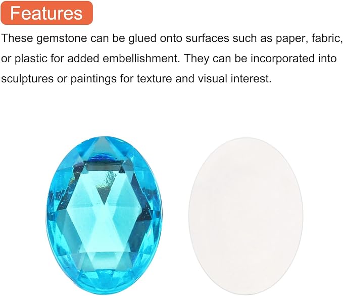 MECCANIXITY 10Pcs Acrylic Oval Gems 30x40 mm Flat Back Artificial Rhinestones - Image 4