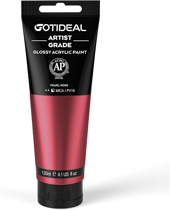 GOTIDEAL Metallic Acrylic Paint Pearl Rose Red Tubes Non Toxic Non Fading by GOTIDEAL