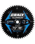 CRALY 7-1/4 Inch 56 Teeth Aluminum and Non-Ferrous Metal Cutting Circular Saw Blade, 5/8 Inch Arbor, Carbide Tipped, Thin Kerf, Black Ice™ Coating, for Medium Aluminum, Plastic, Composite(C0756AL)