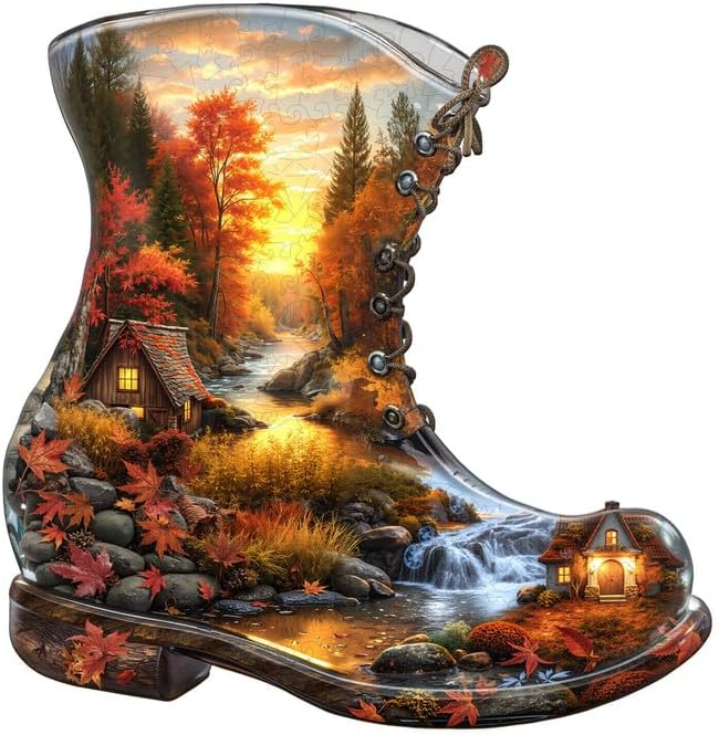 Jigfoxy Wooden Puzzles for Adults, Fall in a Boot Wood Puzzles Adult, Unique by Jigfoxy