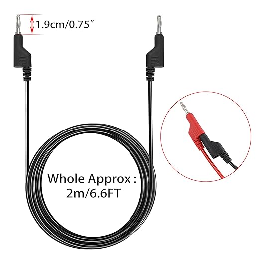 Sumnacon 5Pcs Banana to Banana Plug Test Lead, 4mm Stackable Banana Plug Wire Test Cable Lead for Multimeter, Electrical Test Wire 1000V/15A 6.6Ft/2M