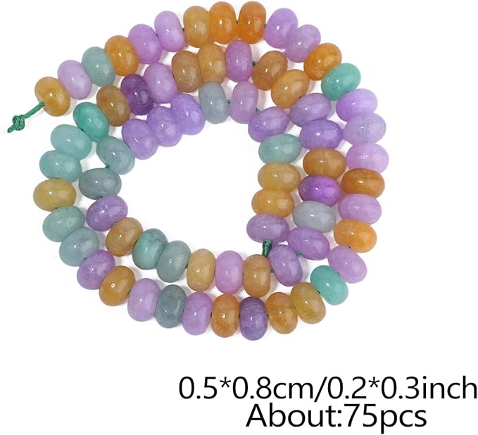 Songxi 5x8mm Natural Tang Sancai Jade Stone Rondelle Beads, Gemstone - Image 2