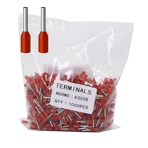 Fidioto AWG22 Wire Ferrules Terminals, 1000pcs AWG22 Terminal Connector Wire Insulated Cord Pin Ends Terminals for Electric, Industrial, Chemical Industry, Power Control System, etc.
