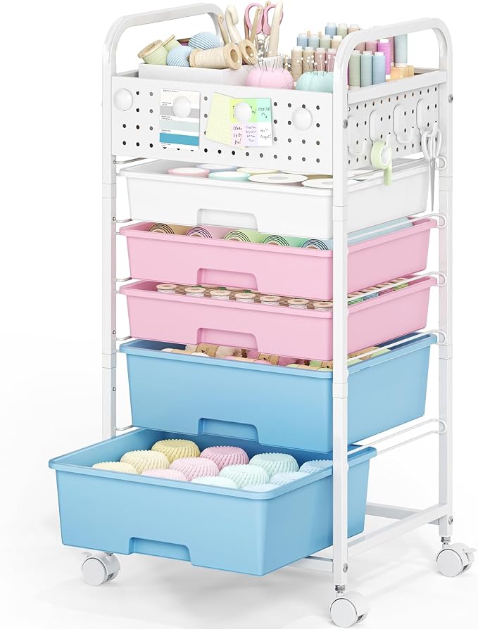 5 Drawer Rolling Storage Cart - Image 9