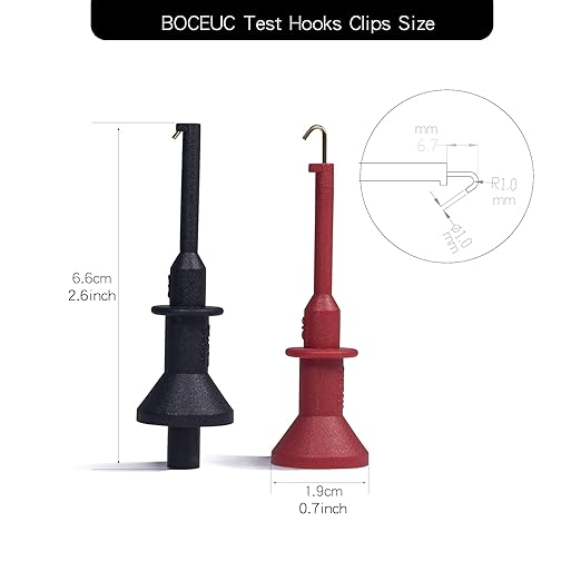 Mini Hook Test Clips, Mini Grabber Test Clips for M4 Plug Test Probe Test Lead Conversion Connection for Push-in Pen Tip