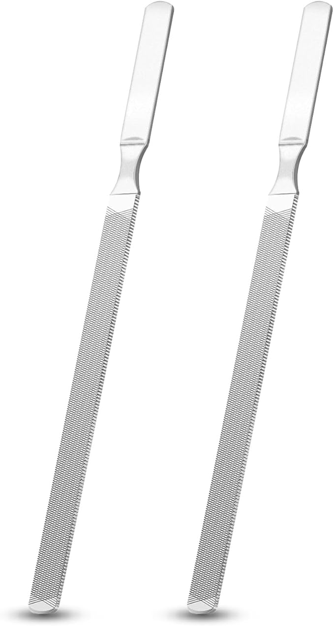 Toenail Files for Thick Nails, 4 Sides Heavy Duty Toe Nail File for Thick Toenails, Stainless Steel 7” Long Filer for Men Women, Metal Fingernail Filing Durable Nail Care Tool (2 Pcs/7.1IN)