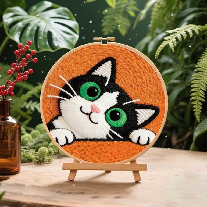 BEUNITONE 2Pcs Cute Cat Punch Needle Kit - Image 6