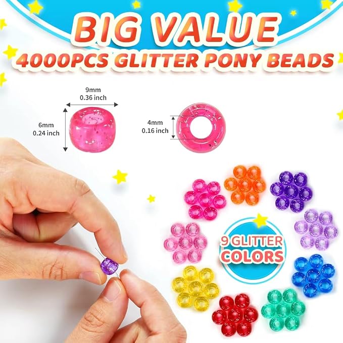 IOOLEEM 4000pcs Glitter Pony Beads, Beads - Image 2