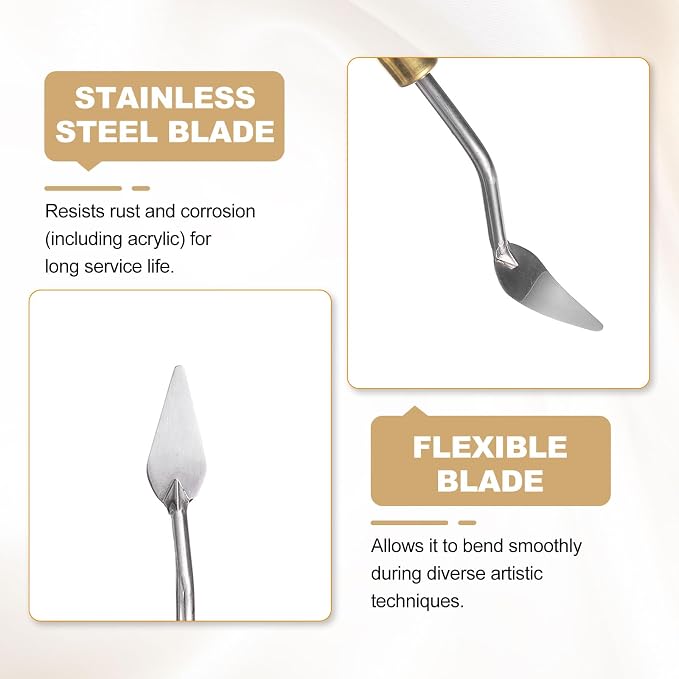 HARFINGTON Palette Knife Painting Tool 1.97" x 0.75" Stainless Steel Teardrop - Image 4