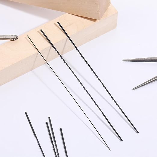 36 Pcs 5 Inch Coping Saw Blades Set Plain End Scroll Saw Blade Set Scroll Saws Blade Pin End Replacement Sturdy Wood Cutting Saws Blades Kit (30TPI, 12 TPI, 10TPI)