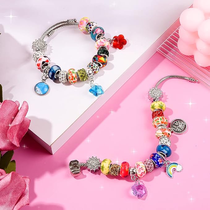 120 Pieces Assorted European Craft Beads Large Hole Lampwork Spacer Beads - Image 6