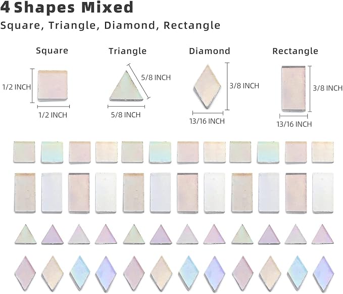 Lanyani Iridescent Mosaic Tiles 200 Pieces Bulk Stained Glass Tile - Image 3