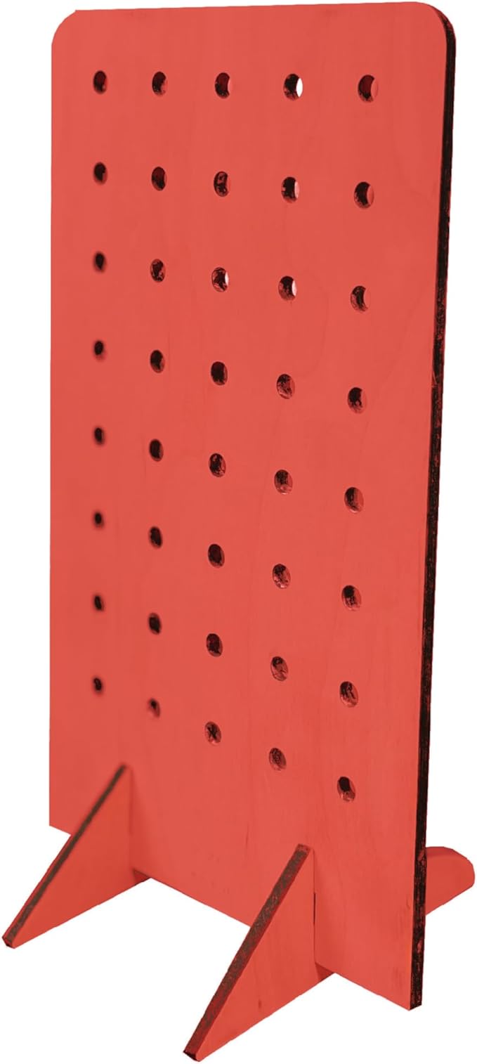 Torched Pegboard Display Stand for Jewelry, Craft Shows, Selling, Vendor Events, Tools, Peg Board Accessories Rack Organizer, Small 5.88" L x 4.3" W x 9.88" H, RED
