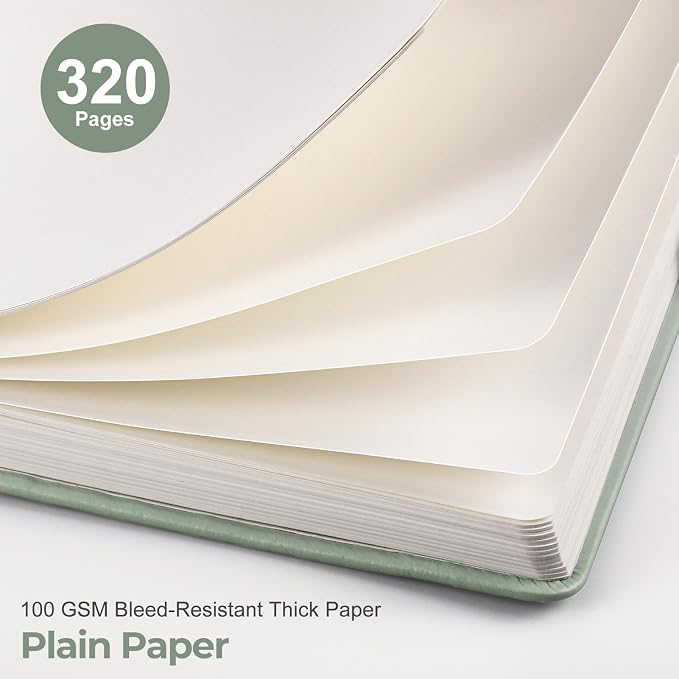 EMSHOI Blank Journal Notebook, 320 Pages, A5 Size | Leather Hardcover, 100 GSM - Image 3