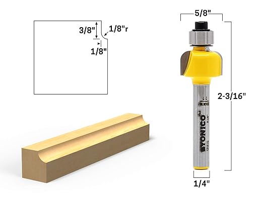 YONICO Cove Router Bits Edge Forming 1/8-Inch Radius 1/4-Inch Shank 13151q