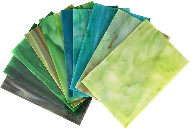 Lanyani 10 Sheets Variety Stained Glass Sheets Pack, 4 x 6 inch Large Cathedral - Image 2
