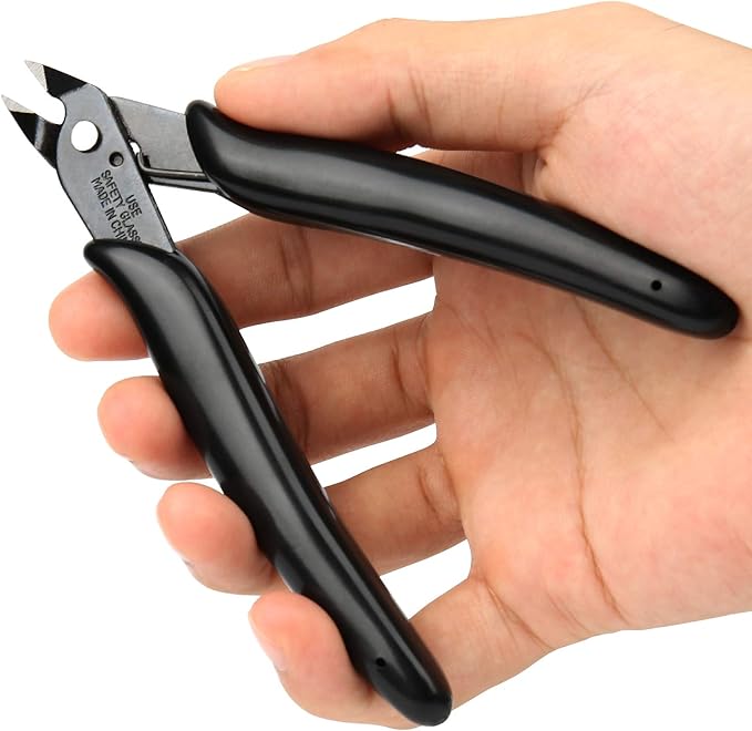 BOENFU BF-170 Micro Wire Cutter Jewelry Wire Cutters Zip Tie Cutters 2-Pack Flush Cut Nippers Precision Small Side Cutting Pliers for 3d Print, Plastic Models, Jewelry, Electronics, Black, 5 Inches