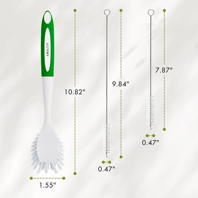 Amazer 4 Pack Dish Brush with Handle, 2 Kitchen Scrub Brushes - Image 2