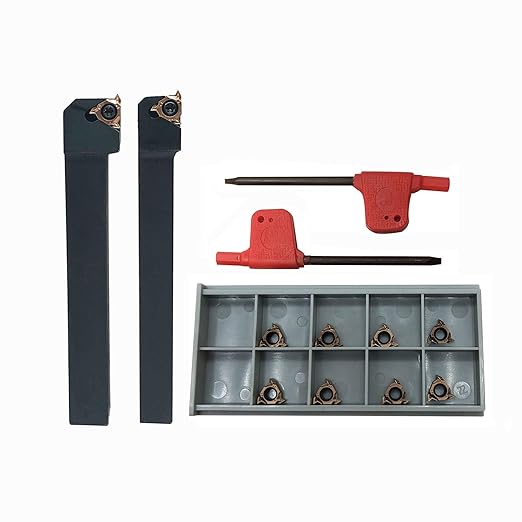 Lather Threading Tool Bit Set External Internal Threading Boring Bars Turning Tool Holders with 11IR A60 16ER 16IR AG60 Carbide Threading Inserts (2pcs Holders +11IR A60)