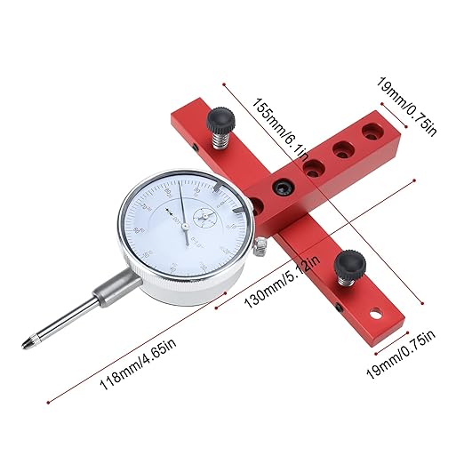 NORJIN Table Saw Dial Indicator Gauge, Table Saw Gauge for Aligning and Calibrating Work Shop Machinery, 0.01in Resolution