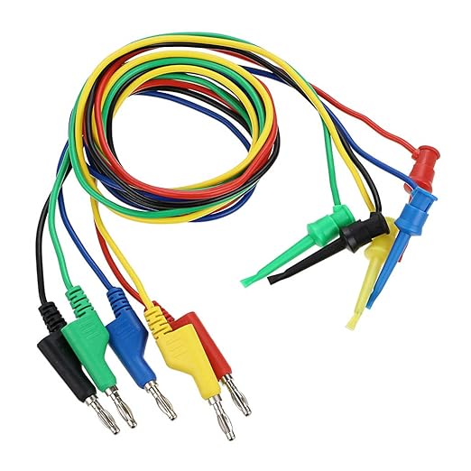 Sumnacon 39 Inch Multimeter Test Lead Set - 5 Pcs Stackable Banana Plug to Test Hook Wire Cable Kit with Protective, Flexible Wire Leads for Electrical Testing 500V/5A