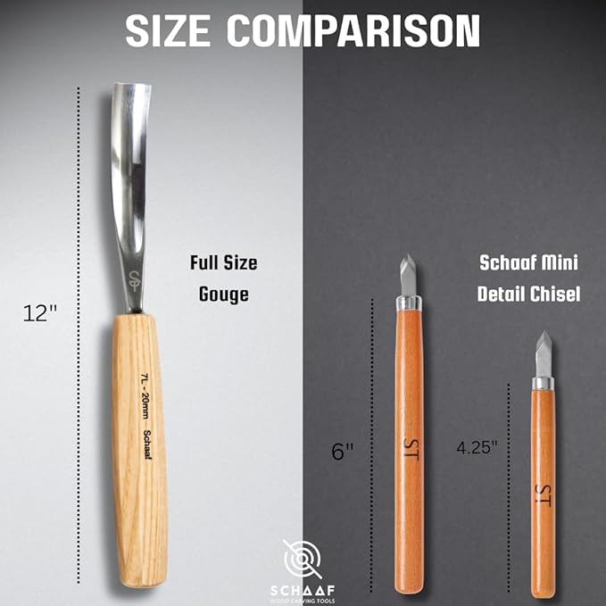 Schaaf Wood Carving Tools Set of 12 Chisels with Canvas Case | Wood Carving Chisels with Razor Sharp CR-V 60 Steel Blades