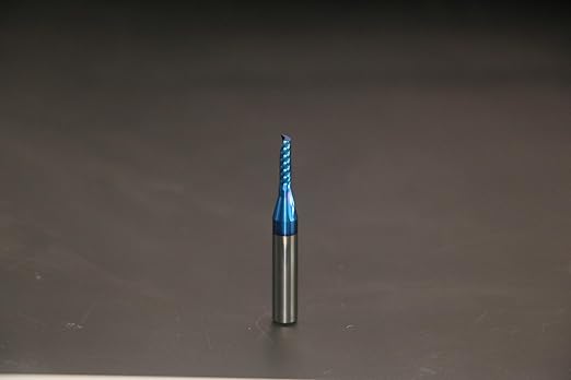 O Single Flute Upcut Spiral End Mill CNC Router Bit with NACO Coating for Plastic Cutting with Mirror Finish (1, 1/8 D x 1/2 CH x 1/4 SHK x 2L) UT188