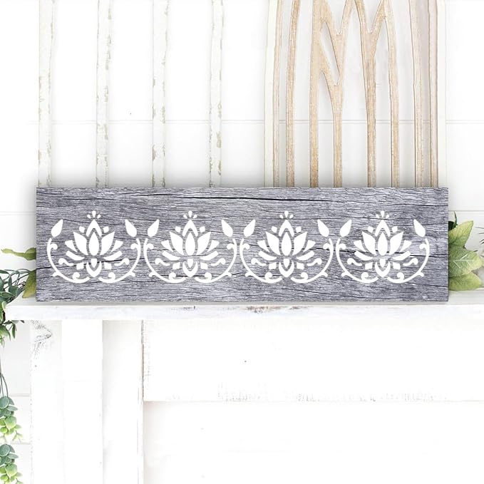 ORIGACH 12 Pcs Flower Border Stencil, Ornate Mandala Border PET Stencil Template - Image 6