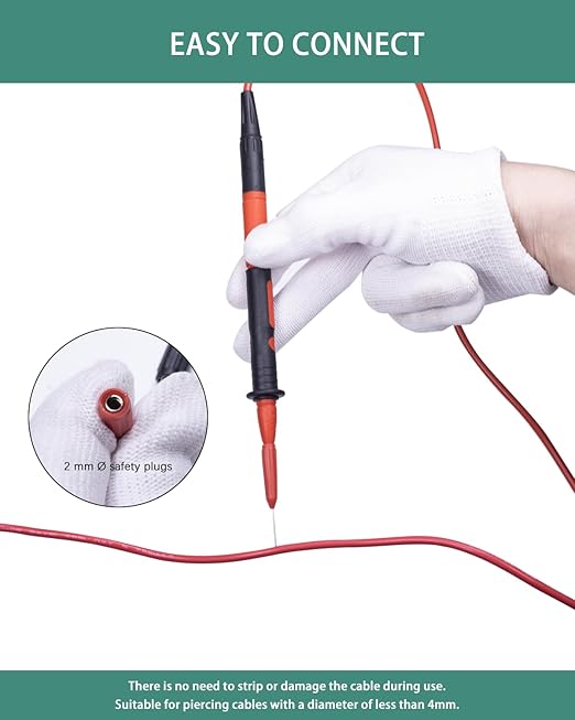 Electrical Back Probe Needles, 8pcs Back Probe Kit Automotive for Instrument Parts Accessories 2mm Socket Test Leads Diameter 0.7mm Pins Fine Tester Puncture