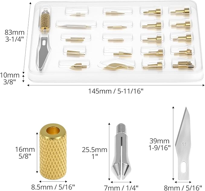 QWORK Pyrography Wood Burning Tips – 23Pcs Multifunctional Copper Crafting Set - Image 2