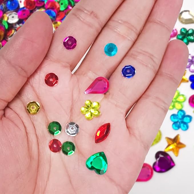 DaKuan 20000 Pcs 6MM Bulk Loose Sequins and 600 Pieces Craft Gems Jewels - Image 2