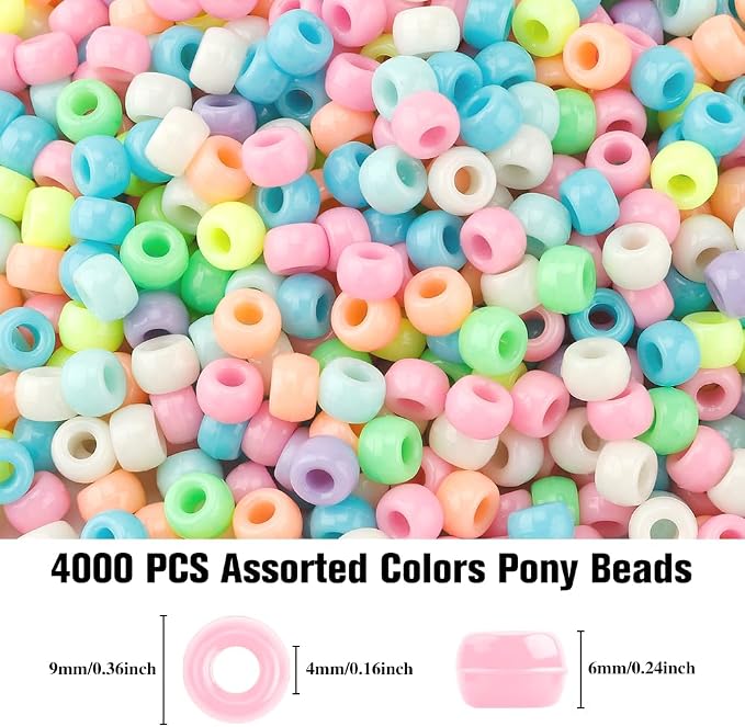 Pony Beads 4000 Pcs, Beads for Jewelry Making Hair Bead Kandi Jewelry Making - Image 2