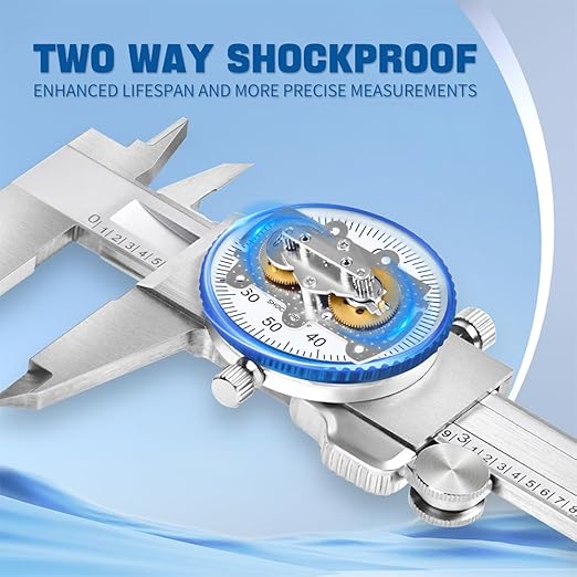 Dasqua Dial Caliper 6 inch Measuring Tool,Professional High Precision Caliper,Double Shock-Proof for Machinists,Laboratory,Accuracy ±0.001"