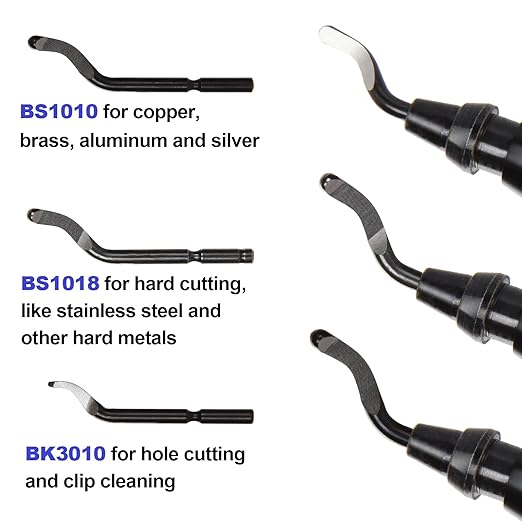 Acrux7 Deburring Tool with 15pcs Extra Rotary High Speed Steel Blades, Deburr Cutters Deburring Tool Kit for 3D Printing, Resin, Plastic, Metal, Copper, PVC Pipe (Black)