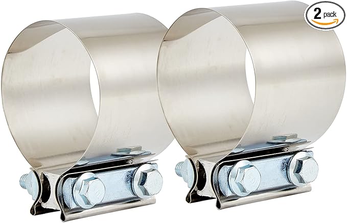 Butt Joint Band Clamps,Exhaust Muffler Clamp Exhaust Pipe Clamps Sleeve Stainless Steel (2, 4'')