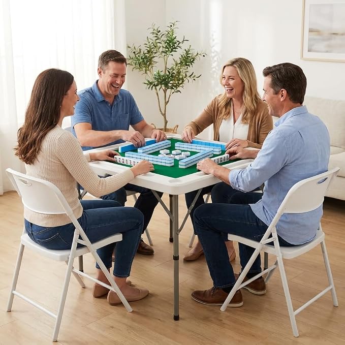 Byliable 34.6" Folding Mahjong Table, Portable Game Table - Image 2