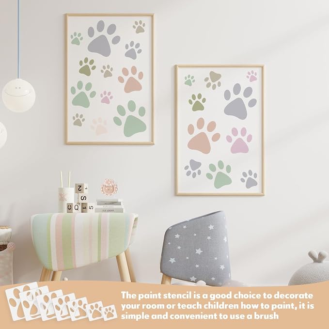 Teling 14 Pcs Paw Stencil for Printing Large Cat Dog Paw Painting Stencils - Image 3