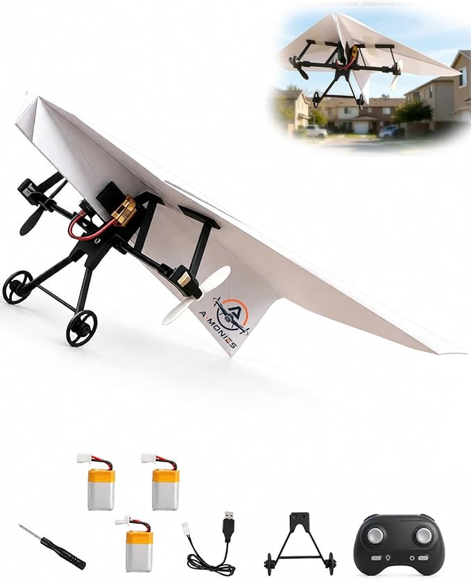 RC Paper Airplane Kit with Gyro Stabilizer | DIY Electric Remote Control by A-MONIES