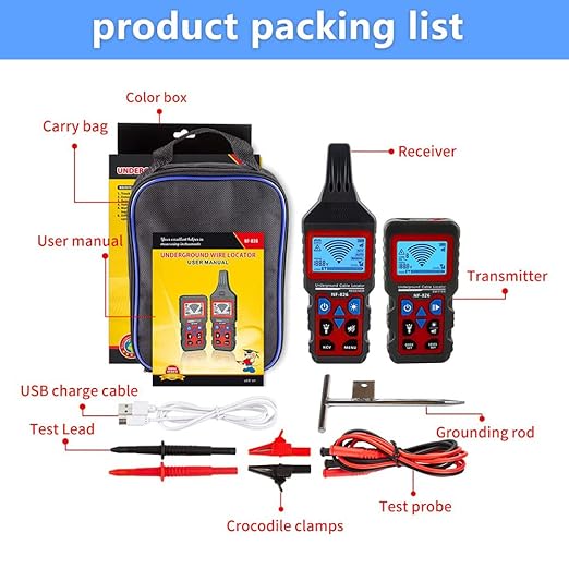 NOYAFA NF-826 Underground Cable Tester Locator Circuit Tracer Metal Pipe Detector Wire Tracker Tool Detects Wall\Underground Wires, Cables, Water and Gas Pipeline Paths
