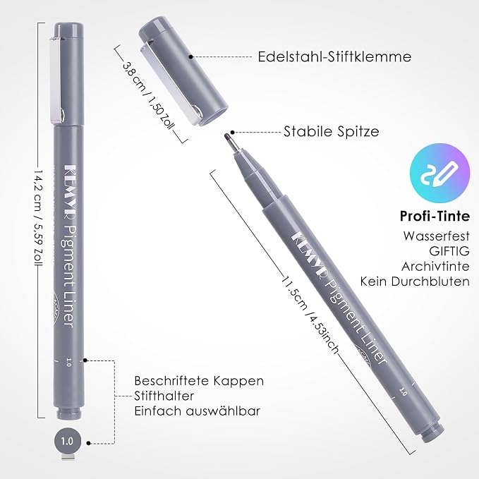 KEMYR 10 Micro Fine liner Drawing Art Pens Calligraphy Pens: 0.05mm-1.0mm Size - Image 3