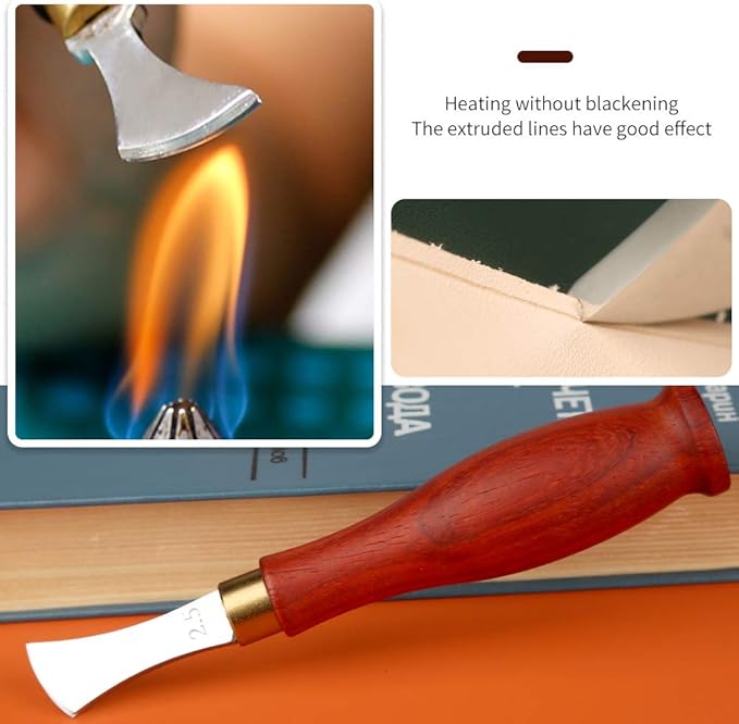 UOOU Leather Edge Creaser,2.5mm Professional Leather Tool,Edge Creaser Stainless Steel Red Wood Handle Tool for Beginners DIY Leather Craft